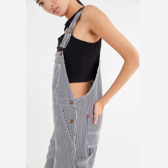 BDG Urban Outfitters Ryder striped relaxed fit railroad denim overalls LIKE NEW - Picture 2 of 6